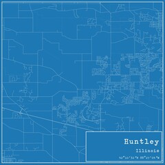 Fototapeta premium Blueprint US city map of Huntley, Illinois.