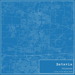 Blueprint US city map of Batavia, Illinois.
