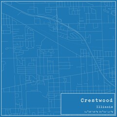 Blueprint US city map of Crestwood, Illinois.