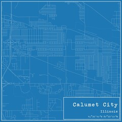 Obraz premium Blueprint US city map of Calumet City, Illinois.