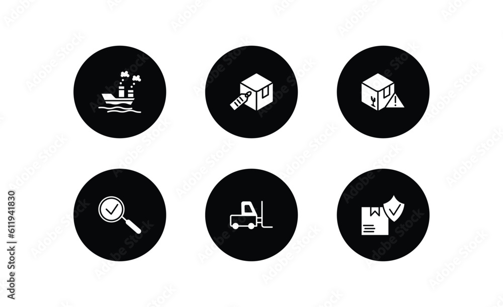 Aufkleber delivery and logistic filled icons set. delivery and logistic filled icons pack included ocean trans