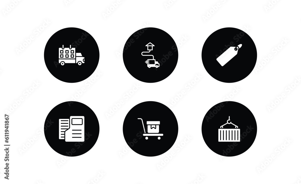 Poster delivery and logistic filled icons set. delivery and logistic filled icons pack included delivery sc
