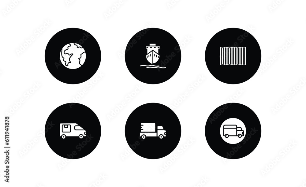 Aufkleber delivery and logistic filled icons set. delivery and logistic filled icons pack included planet eart