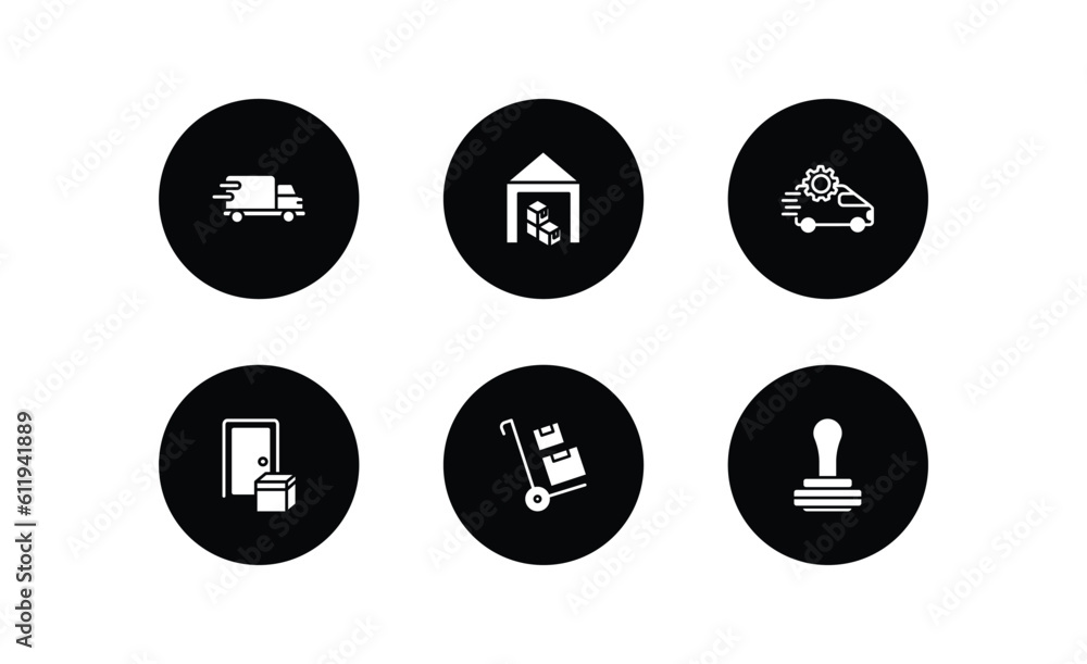 Poster delivery and logistic filled icons set. delivery and logistic filled icons pack included delivery tr
