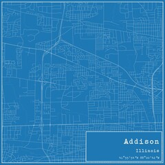 Blueprint US city map of Addison, Illinois.