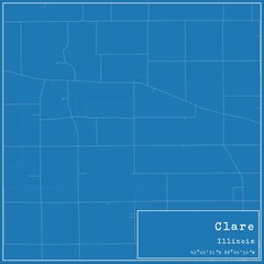 Blueprint US city map of Clare, Illinois.