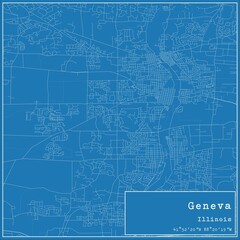 Obraz premium Blueprint US city map of Geneva, Illinois.