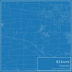 Blueprint US city map of Elburn, Illinois.