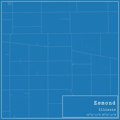 Blueprint US city map of Esmond, Illinois.