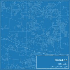 Blueprint US city map of Dundee, Illinois.