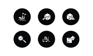 delivery and logistic filled icons set. delivery and logistic filled icons pack included ocean transportation, delivery tag, warning, inspection, forklift, logistic protection vector.