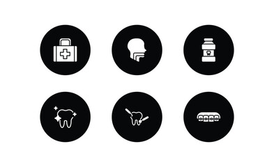 dentist filled icons set. dentist filled icons pack included aid, oral, mouth wash, white teeth, dental care, lingual braces vector.