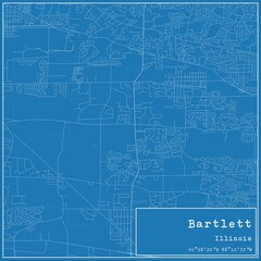 Blueprint US city map of Bartlett, Illinois.