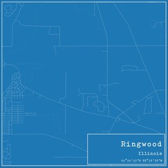 Blueprint US city map of Ringwood, Illinois.