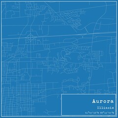 Fototapeta premium Blueprint US city map of Aurora, Illinois.