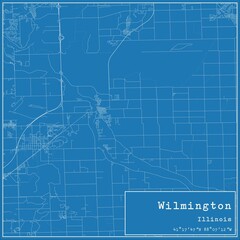 Blueprint US city map of Wilmington, Illinois.