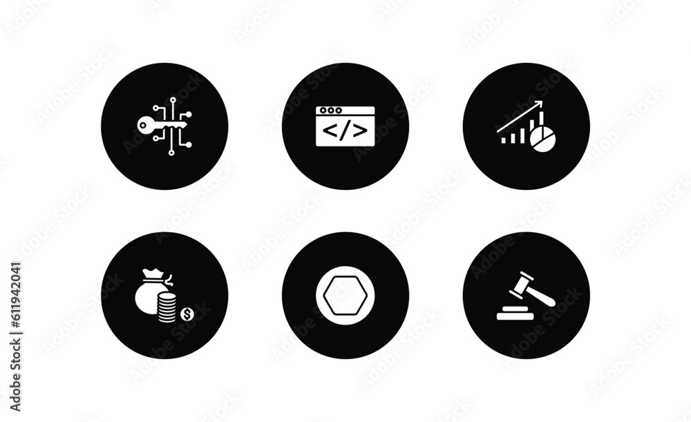 Poster cryptocurrency filled icons set. cryptocurrency filled icons pack included crypto key, programming, 
