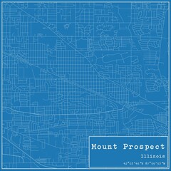 Blueprint US city map of Mount Prospect, Illinois.