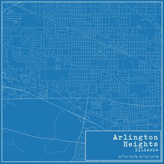 Fototapeta premium Blueprint US city map of Arlington Heights, Illinois.