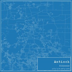 Blueprint US city map of Antioch, Illinois.