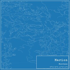 Blueprint US city map of Marion, Montana.