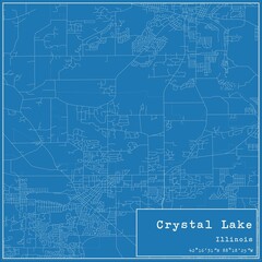 Blueprint US city map of Crystal Lake, Illinois.