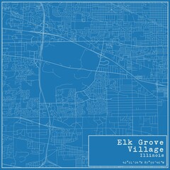 Fototapeta premium Blueprint US city map of Elk Grove Village, Illinois.