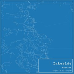 Blueprint US city map of Lakeside, Montana.