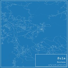 Blueprint US city map of Sula, Montana.