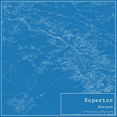 Blueprint US city map of Superior, Montana.