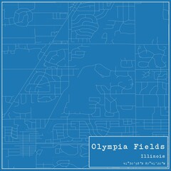Blueprint US city map of Olympia Fields, Illinois.