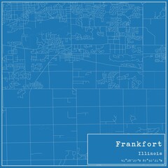 Blueprint US city map of Frankfort, Illinois.