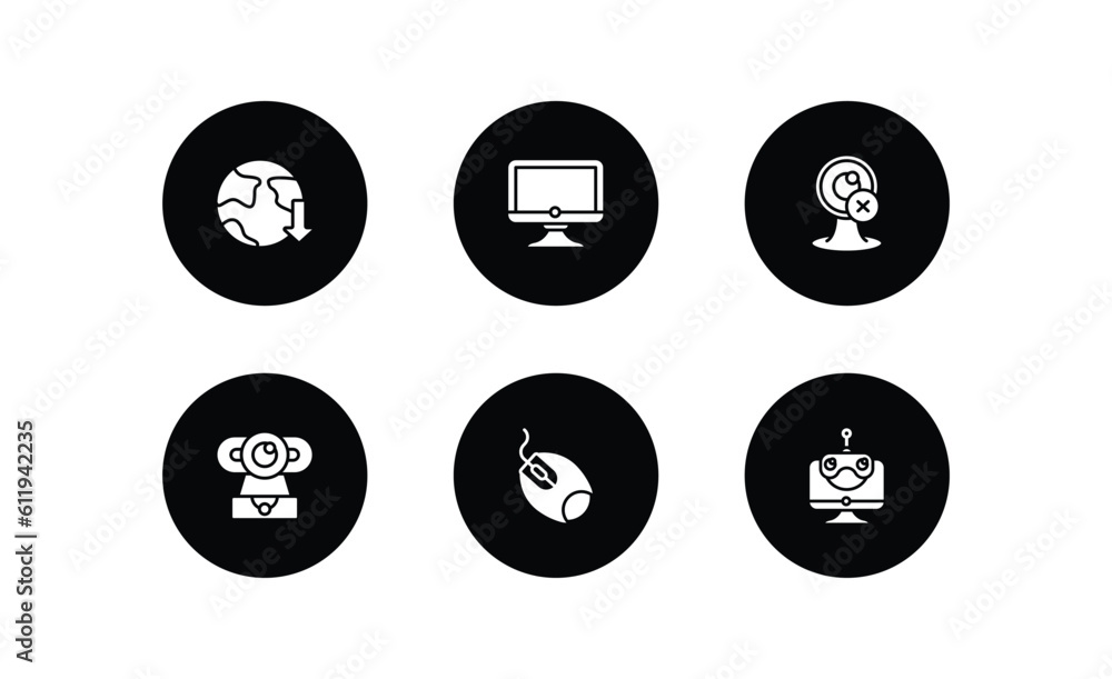 Poster computer filled icons set. computer filled icons pack included download from the net, full computer,
