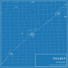 Blueprint US city map of Dwight, Illinois.