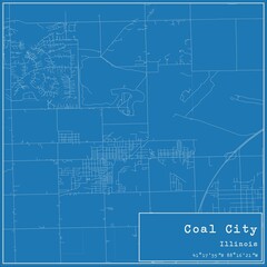 Blueprint US city map of Coal City, Illinois.