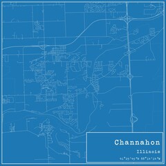 Fototapeta premium Blueprint US city map of Channahon, Illinois.