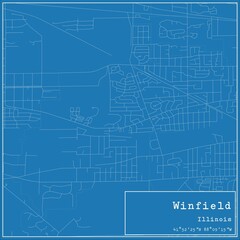 Blueprint US city map of Winfield, Illinois.