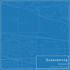 Blueprint US city map of Schaumburg, Illinois.