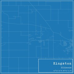 Fototapeta premium Blueprint US city map of Kingston, Illinois.