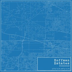 Blueprint US city map of Hoffman Estates, Illinois.