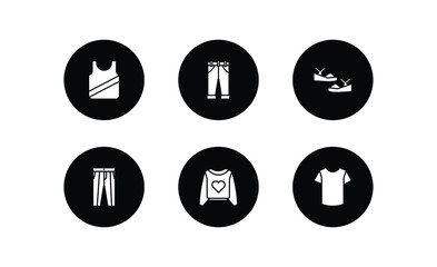 clothes filled icons set. clothes filled icons pack included jersey blazer, jeans, platform sandals, oxford wave suit pants, sweatshirt, t-shirt vector.