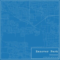 Blueprint US city map of Hanover Park, Illinois.
