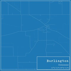 Blueprint US city map of Burlington, Illinois.