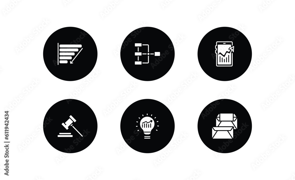 Poster business and analytics filled icons set. business and analytics filled icons pack included depleting