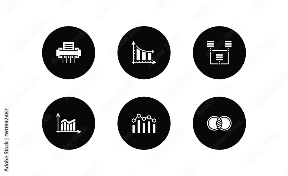 Poster business and analytics filled icons set. business and analytics filled icons pack included shredder,