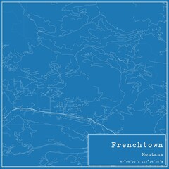 Blueprint US city map of Frenchtown, Montana.