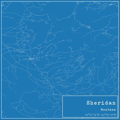 Blueprint US city map of Sheridan, Montana.