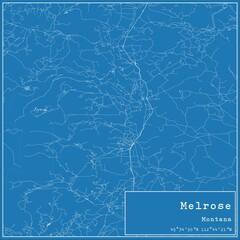 Blueprint US city map of Melrose, Montana.