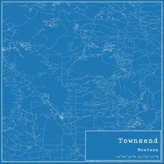 Blueprint US city map of Townsend, Montana.