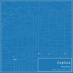 Blueprint US city map of Joplin, Montana.